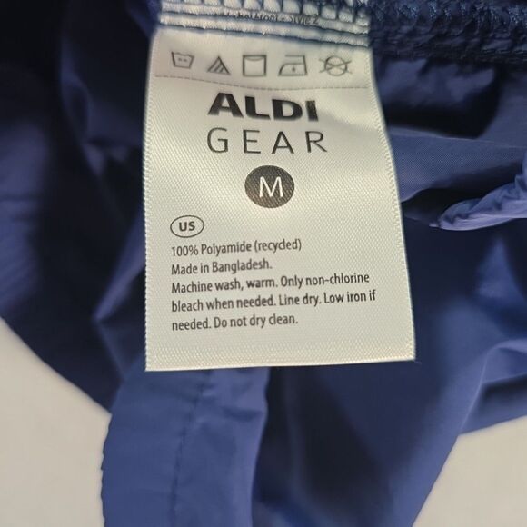 Aldi Gear Windbreaker Full Zip Hooded Jacket 2024 Unisex Size Med Pockets Blue - Picture 10 of 11